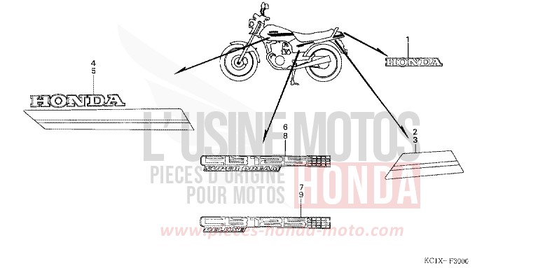 STREIFEN/EMBLEM (CB125TDC) von CB1300 Super Bold'or ABS CANDY BOURGOGNE RED-U (R107CU) von 1982